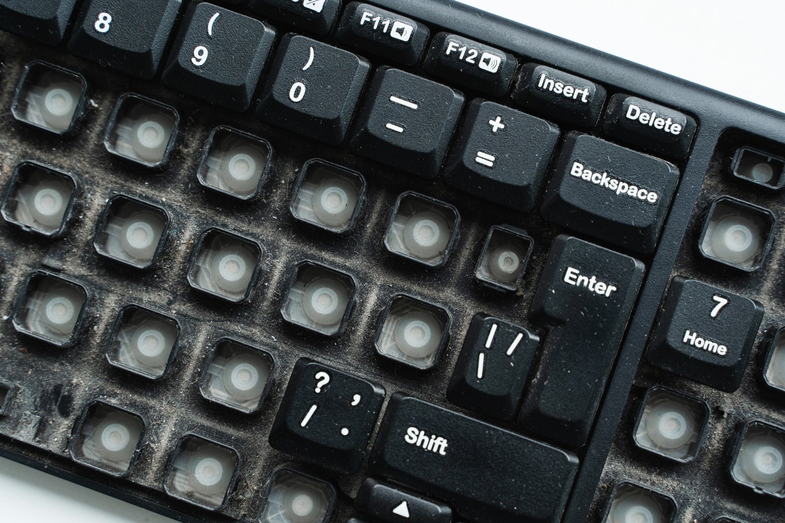 Verschmutzte und klebrige Tastatur
